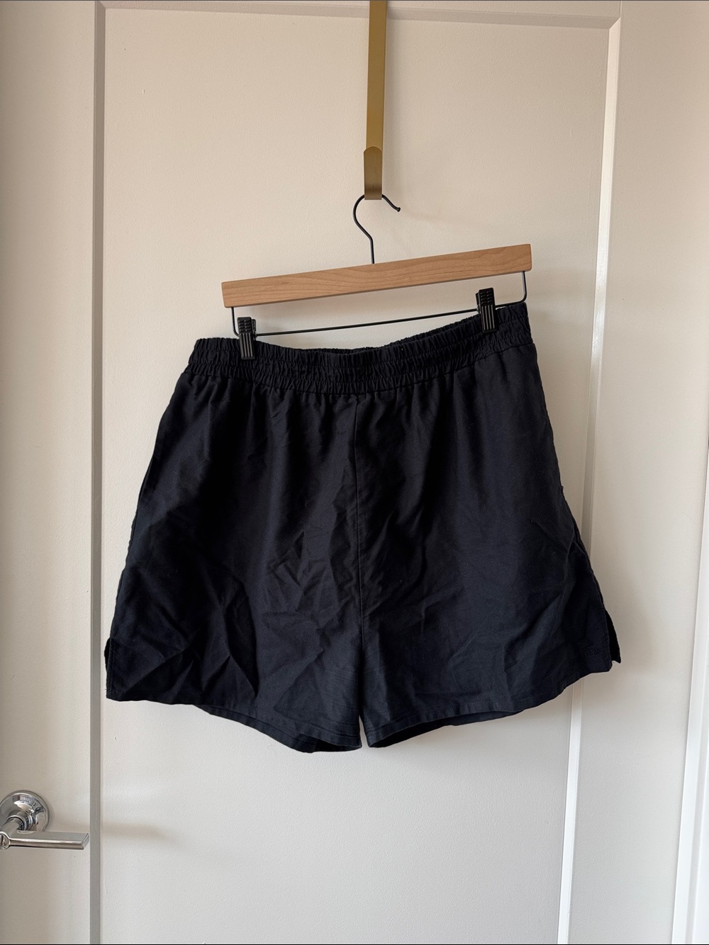 Djerf Avenue Black Elastic-Waist Bermuda Shorts